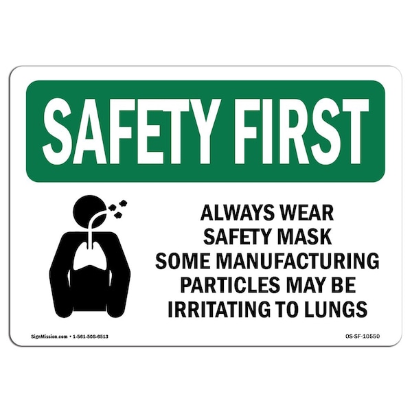 OSHA Sign, Always Wear Mask Some W/ Symbol, 10in X 7in Aluminum, 10" W, 7" H, Landscape